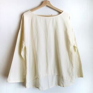 Soft Surroundings ivory high-low hem wide neckline 100% cotton long sleeve sz sm